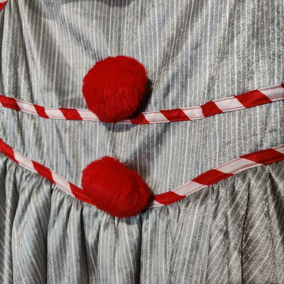 Halloweencostumes Girls Sz M 4+ Pennywise Creepy Clown Costume Carnival Grey Red - Picture 5 of 11